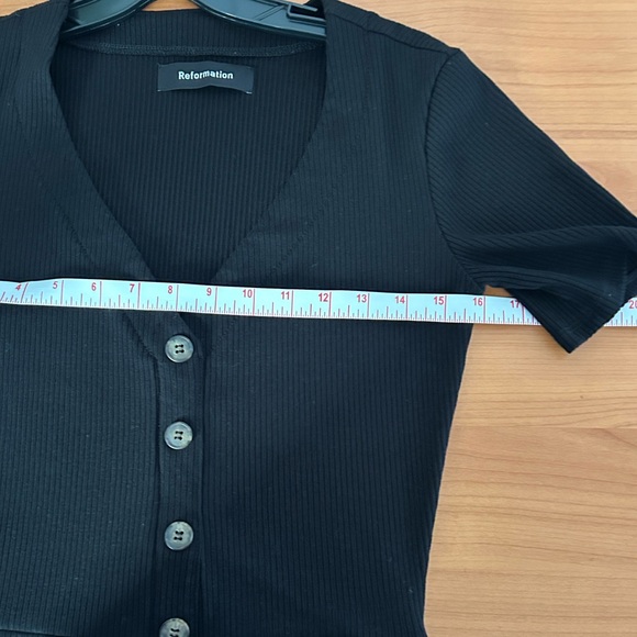 Reformation Black Mini Dress with Button Detail - Picture 11 of 15